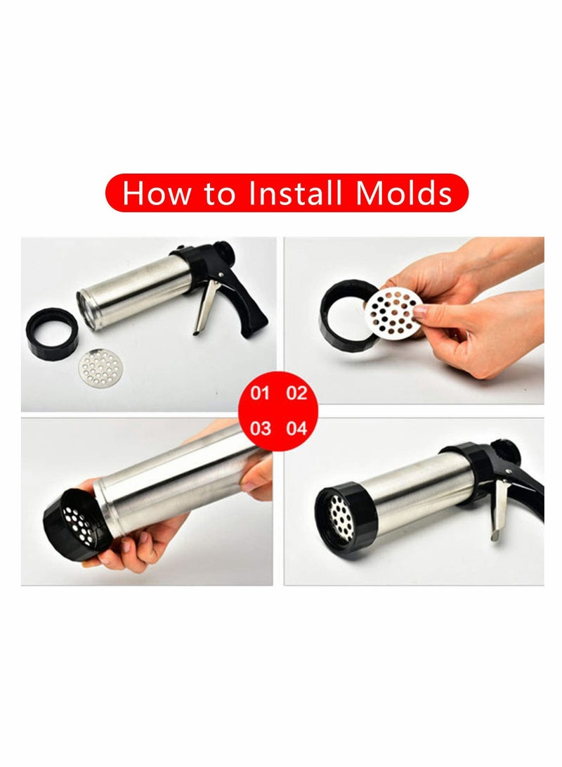 طقم مسدس ضغط الكوكي لصانع الكوكيز DIY وزخرفته مع 8 فغات كريمة و 13 قالبًا - Image 5